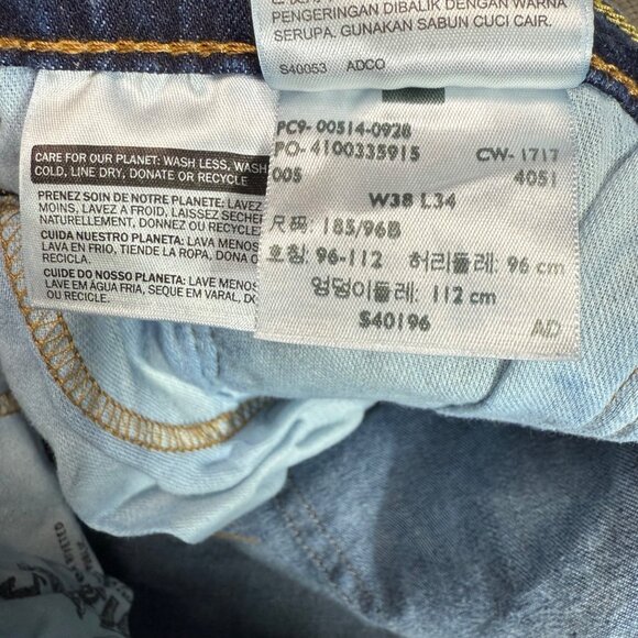 Levis Strauss 514 Mens W38 L34 Blue Straight Fit Jeans Dark Wash Denim - Picture 4 of 12